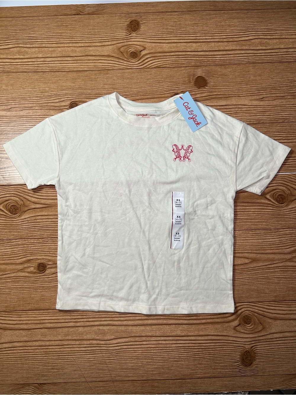 Cat & Jack Cream T‑Shirt with Pink Butterfly Logo